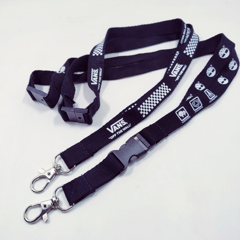 Black bamboo break away premium lanyard custom logo card holder