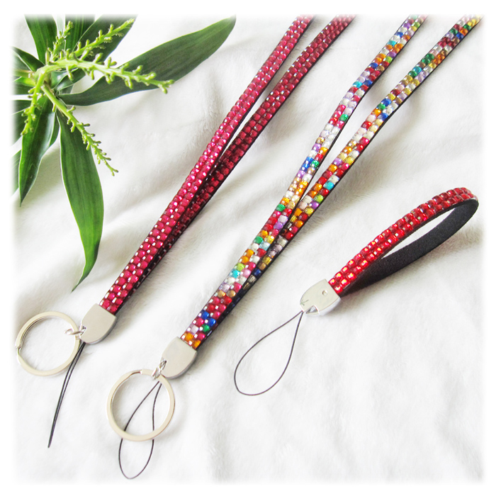 Rhinestone wrist lanyard keychain phone strap 