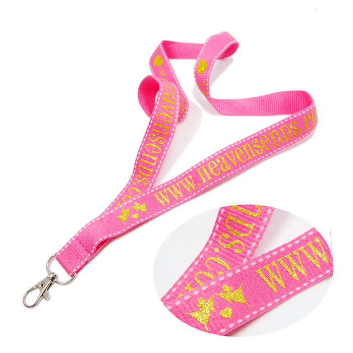 Adjustable beaded bling printed business brand logo lanyard necklace