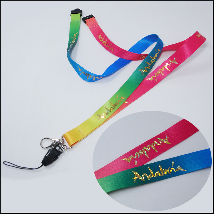Foil reflective logo rainbow smartphone holder lanyards