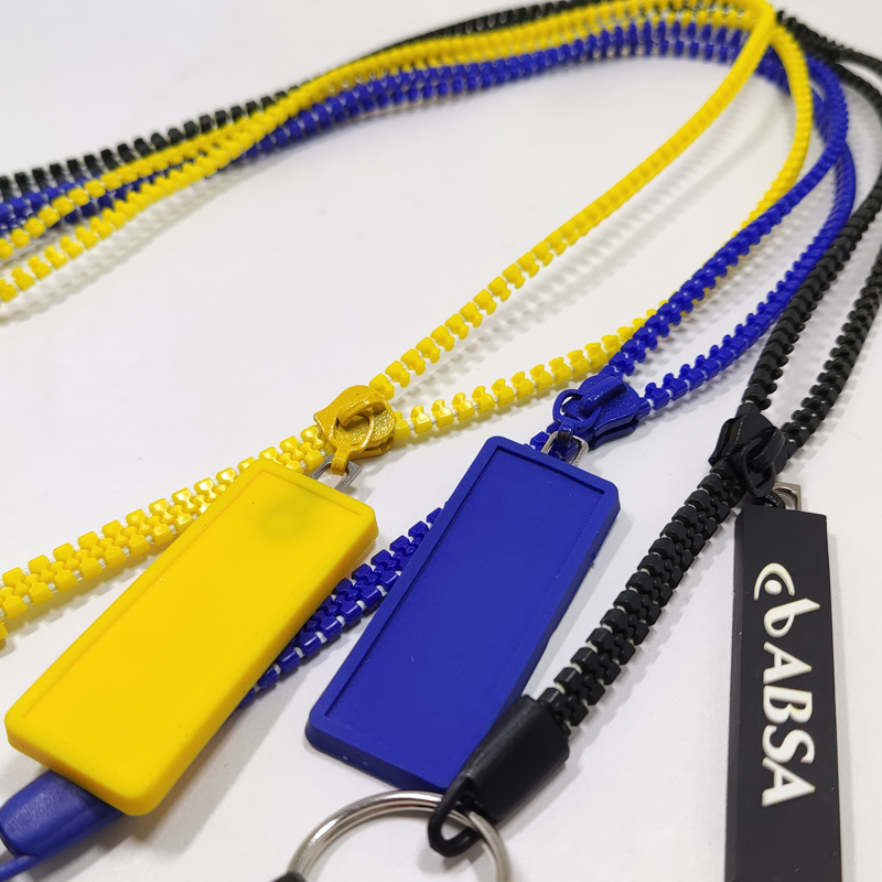 Yellow blue black colors id holder zipper key lanyard 