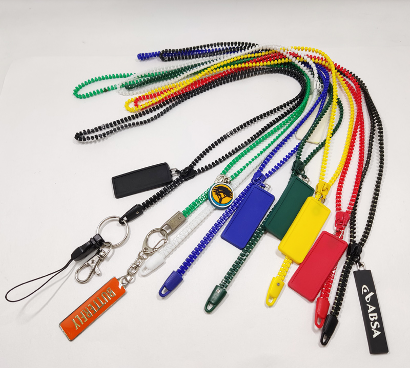 Yellow blue black colors id holder zipper key lanyard