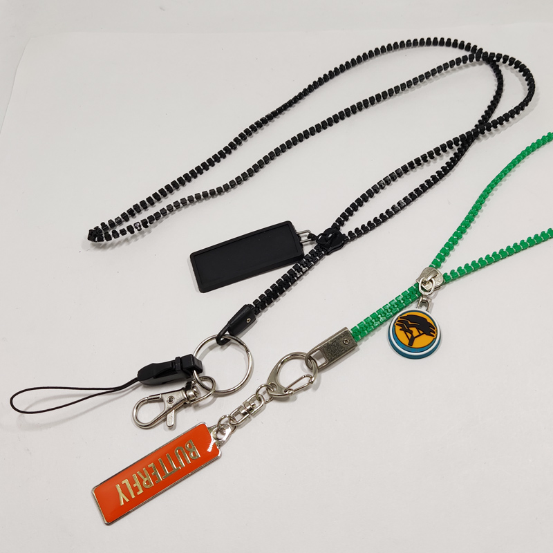 Fashion plastic zipper business gift lanyards