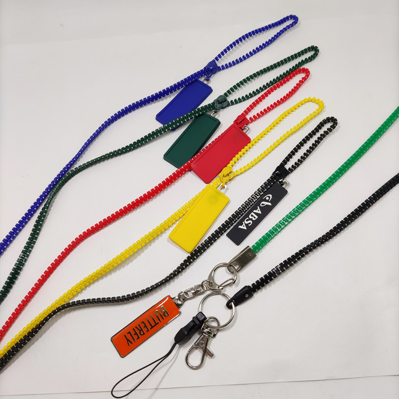 Fashion plastic zipper business gift lanyards