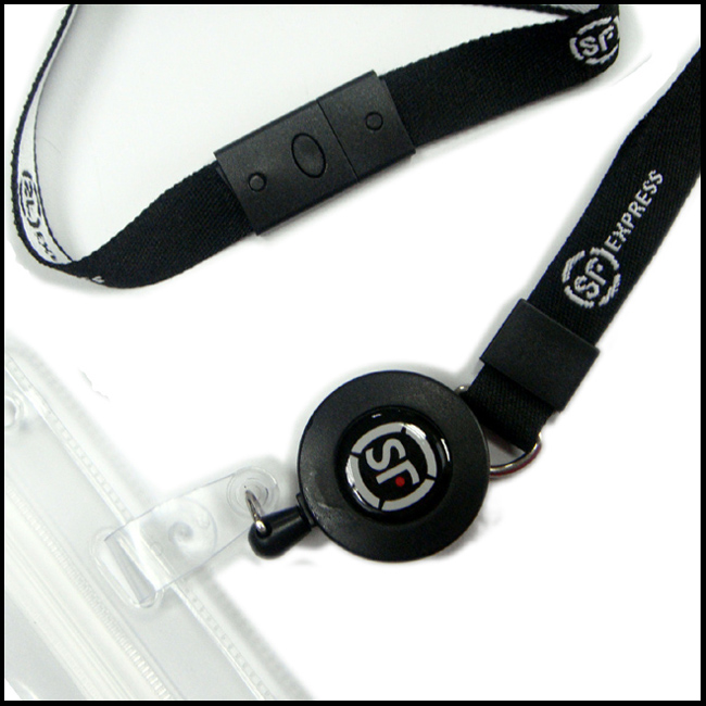 Custom woven logo badge reel lanyards for name card holder