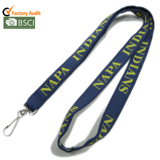 Polyester custom double woven logo rope lanyards