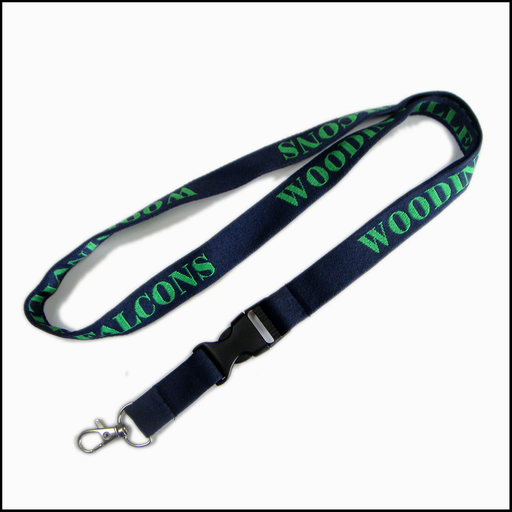 Polyester custom double woven logo rope lanyards