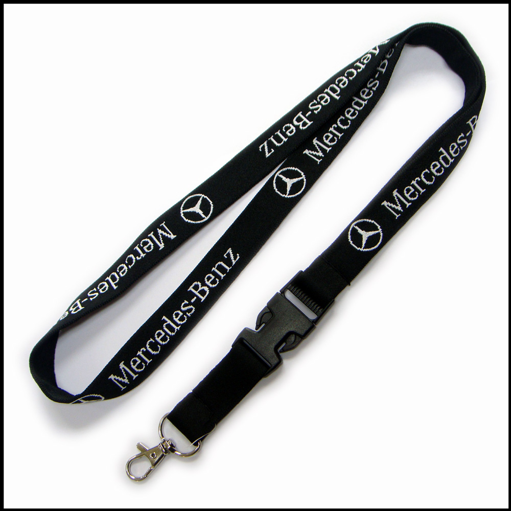 BMW weave jacquard logo black polyester neck strap lanyard