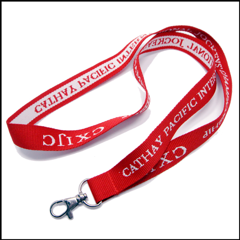 High angle python woven logo safety clips polyester key lanyards