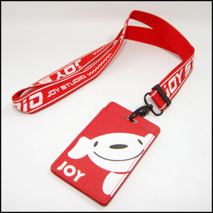 Nylon woven brand logo neck lanyard with name card holder badge