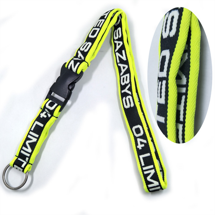 Colors thick soft polyester woven two sides logo neck lanyard