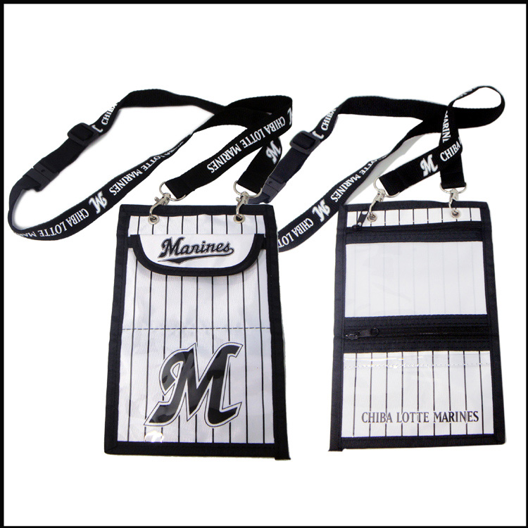 Nylon card badge holder with Double clip lanyards 