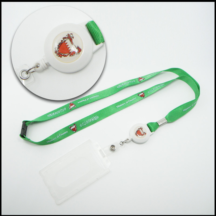EVA card holder nylon silk printing logo lanyard with roll