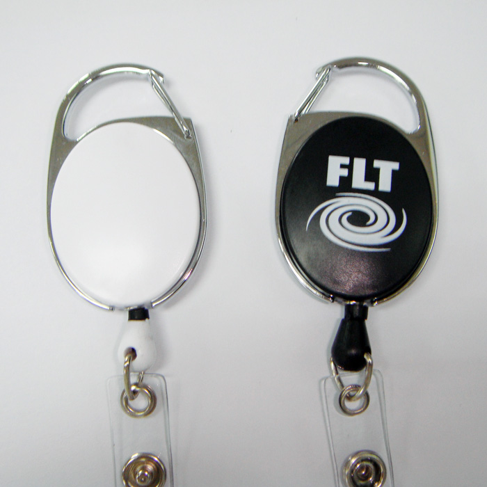 New style carabiner retractable pull reel badge holder