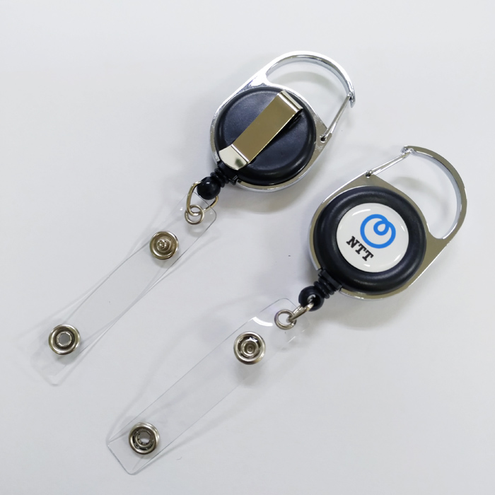 New style carabiner retractable pull reel badge holder