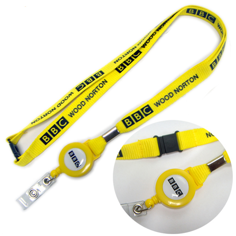 Safety breakaway polyester fabric lanyards with retractable reel