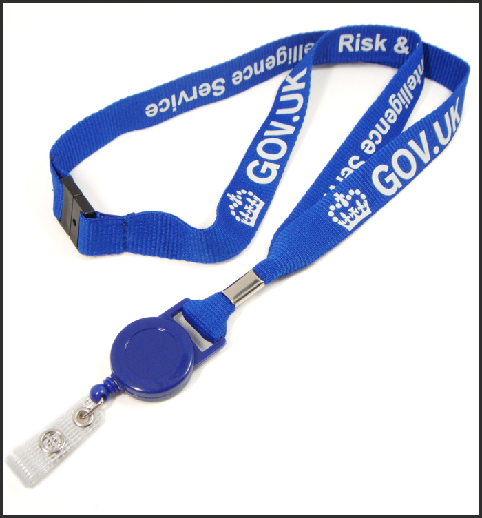 Wholesale designer retractable reel badge polyester lanyards safety breakaway