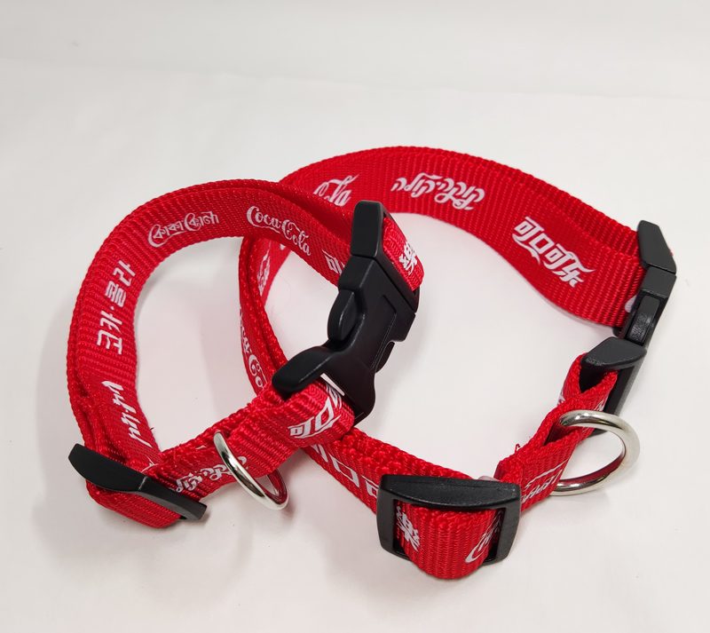 Red Nylon pet collars with custom design logo for adverting gift