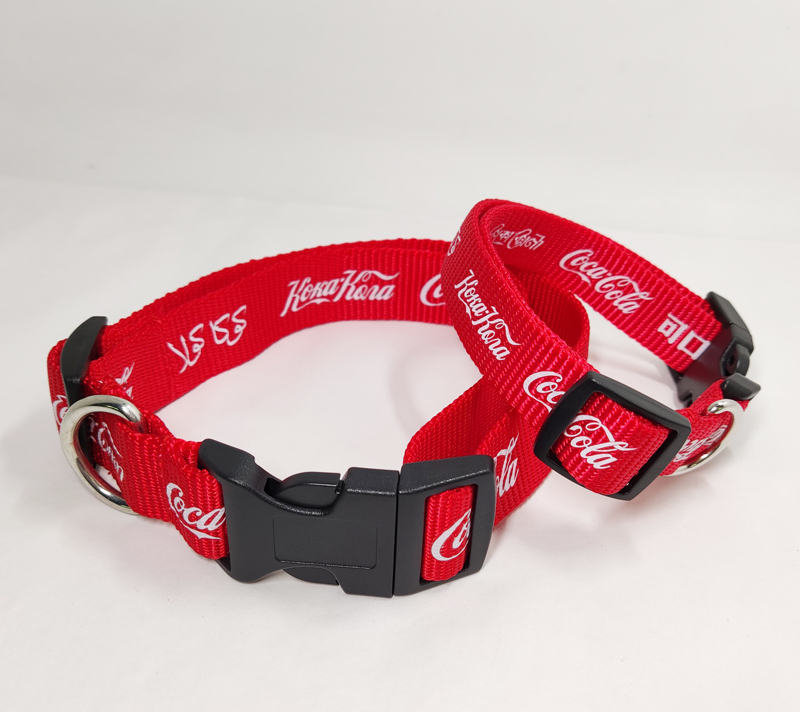 Red Nylon pet collars with custom design logo for adverting gift