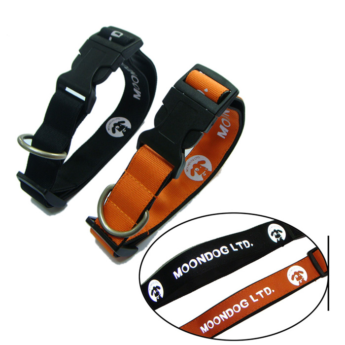 Reflective logo luxary leather dog collars