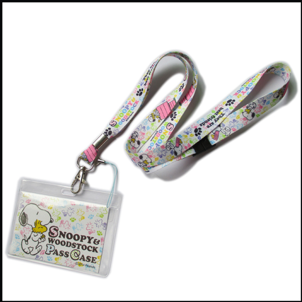 Snoopy custom logo card case holder lanyard strap