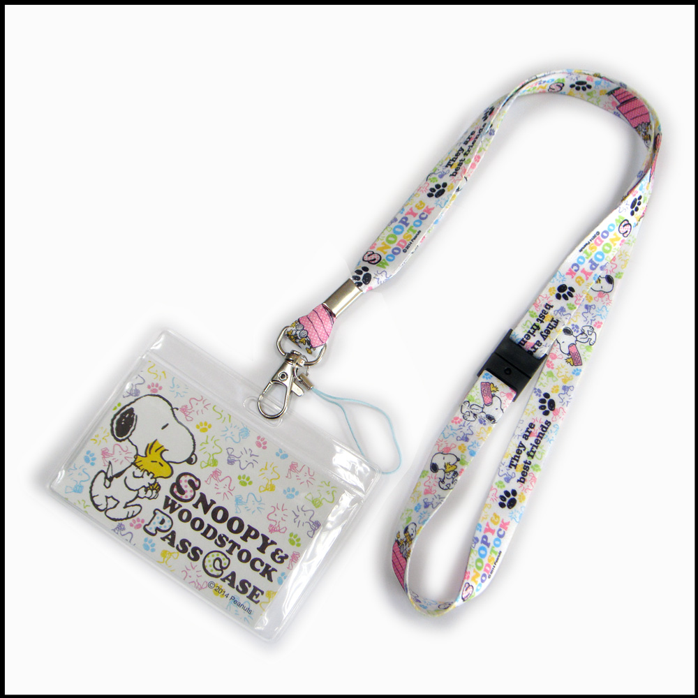 Snoopy custom logo card case holder lanyard strap