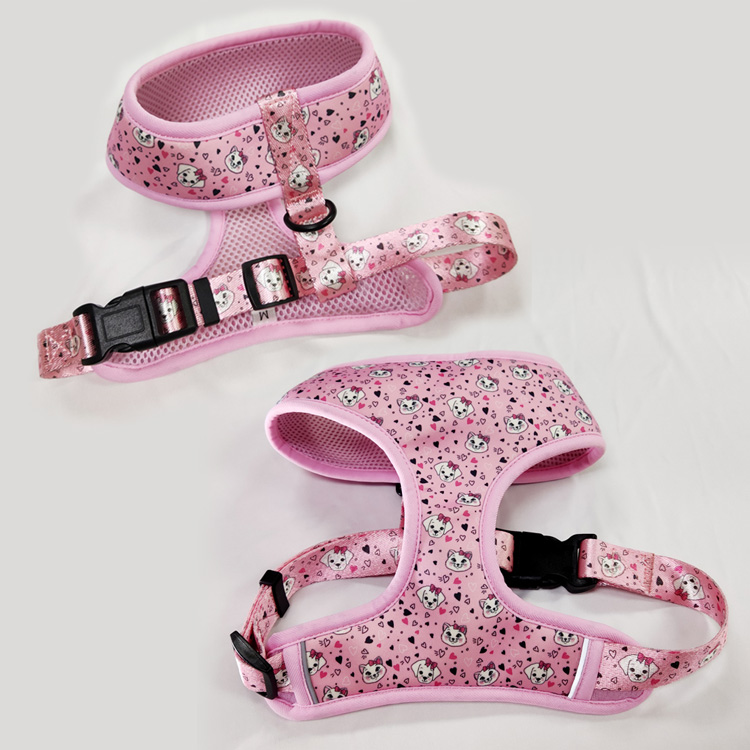 Beautiful adjustable neck dogs harness leash collar