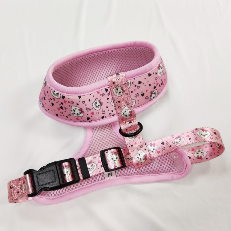 Beautiful adjustable neck dogs harness leash collar