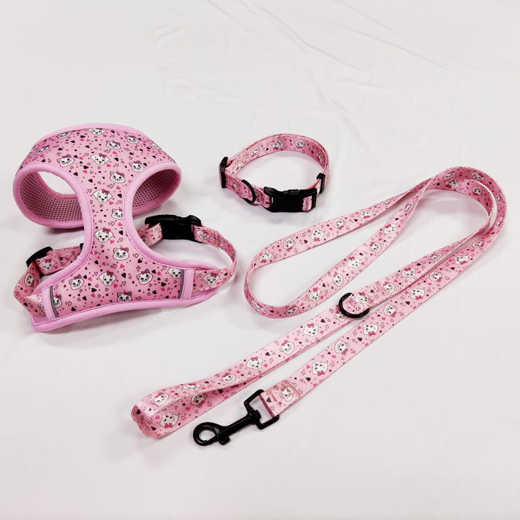 Cute Pet nylon leash collar dogs body neoprene padded belt