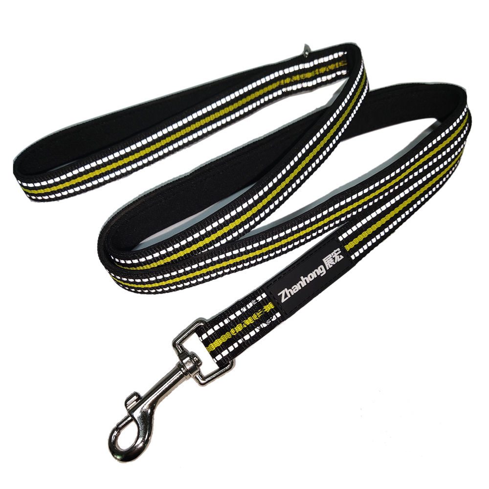 Highly padded handle reflective nylon rope dog collar and leash reflective no pull threads vest harness for dogs