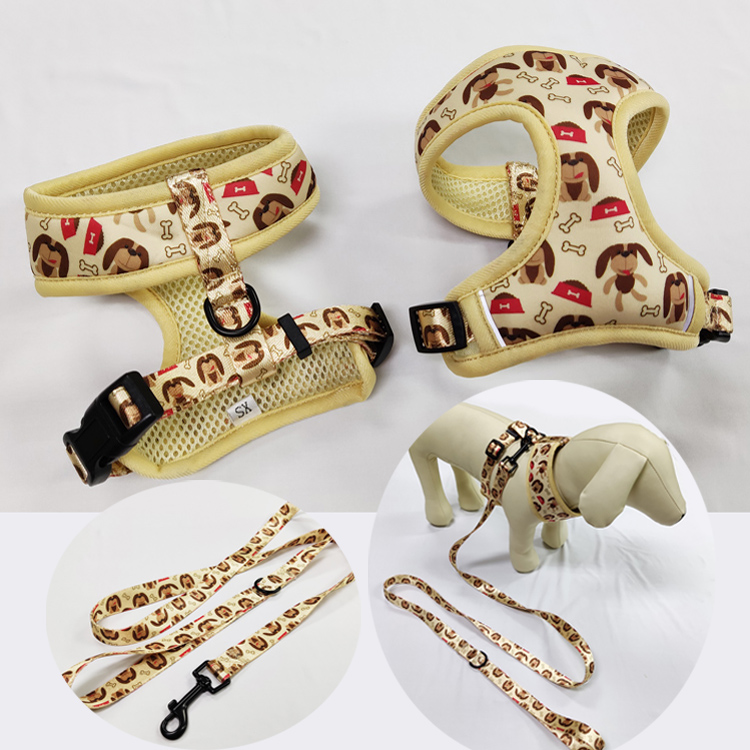 Personalized custom neoprene padded hunting dog premium leash harness vest black