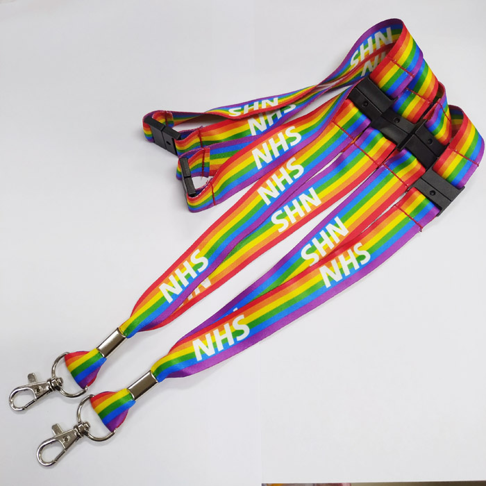 Multi colorful rinbow beads rope webbing breakaway lanyard keychain team color official rainbow lanyards