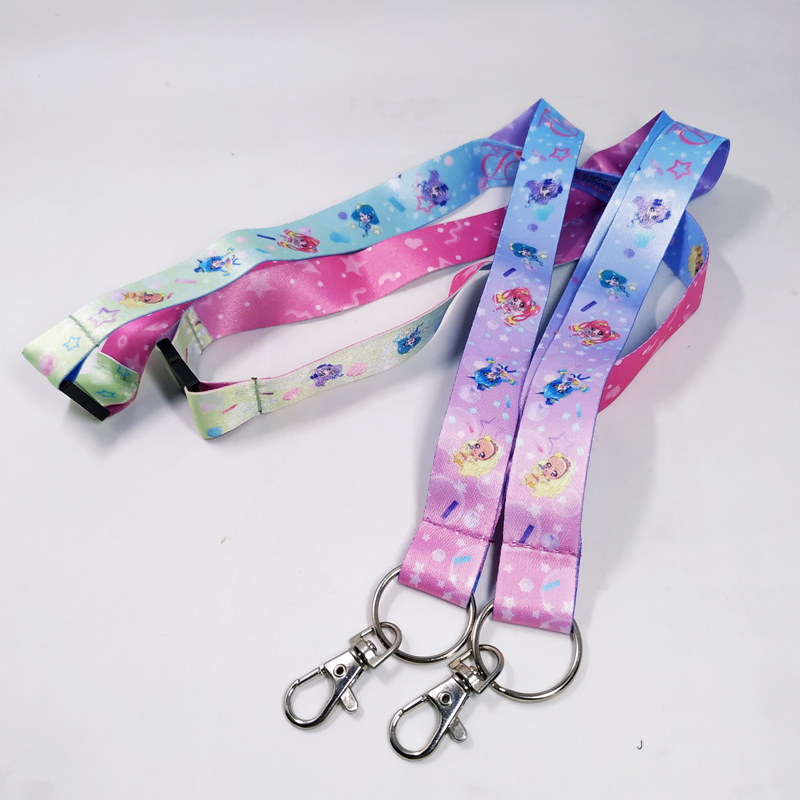Custom polyester webbing rope colorful sewing keychain metal hook for lanyards
