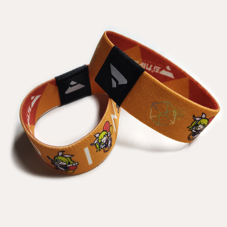 Fashion eco freindly soft woven elastic customized polyester fabric wristbands bracelet spain roll kids