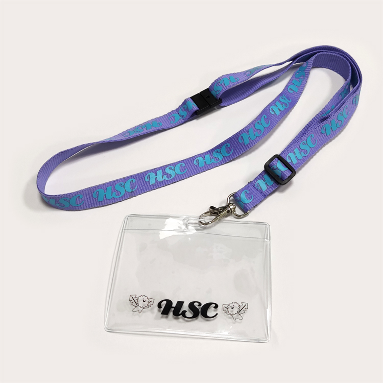 Transparent pvc printed logo colorful polyester neck lanyards