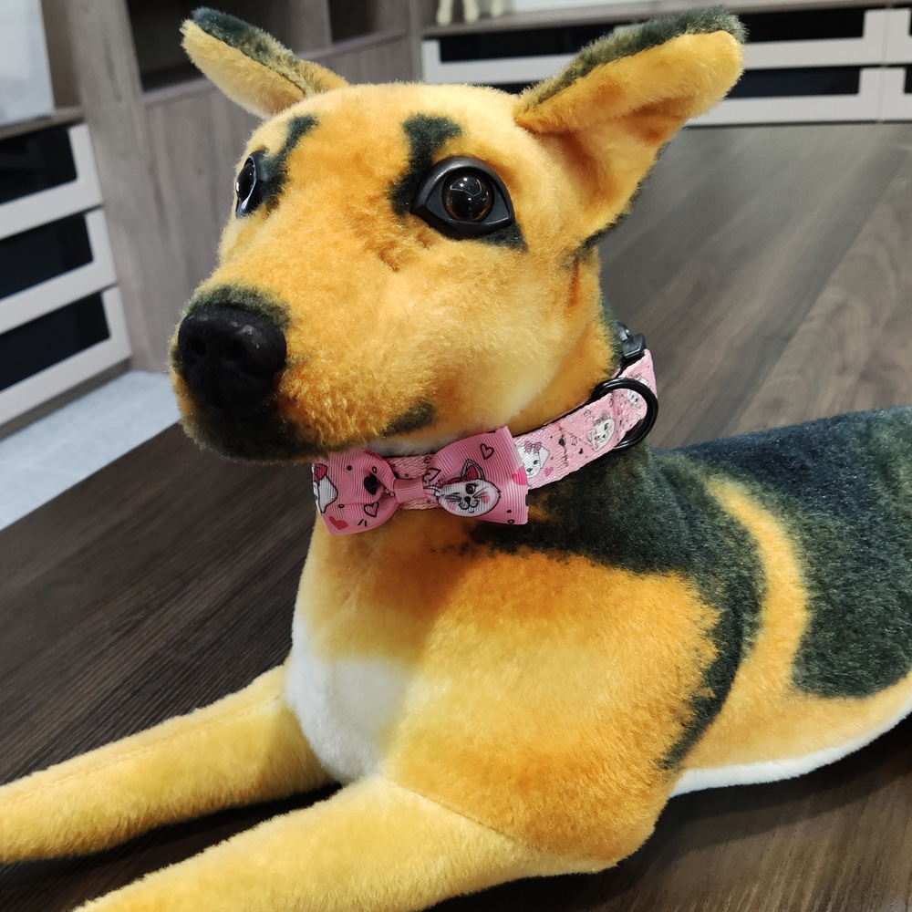 pink sublimation training neck bow tie pet dog collar set