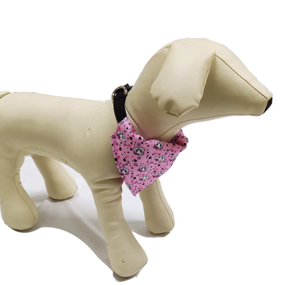 Custom design under pink polyester pet dog collar bandana