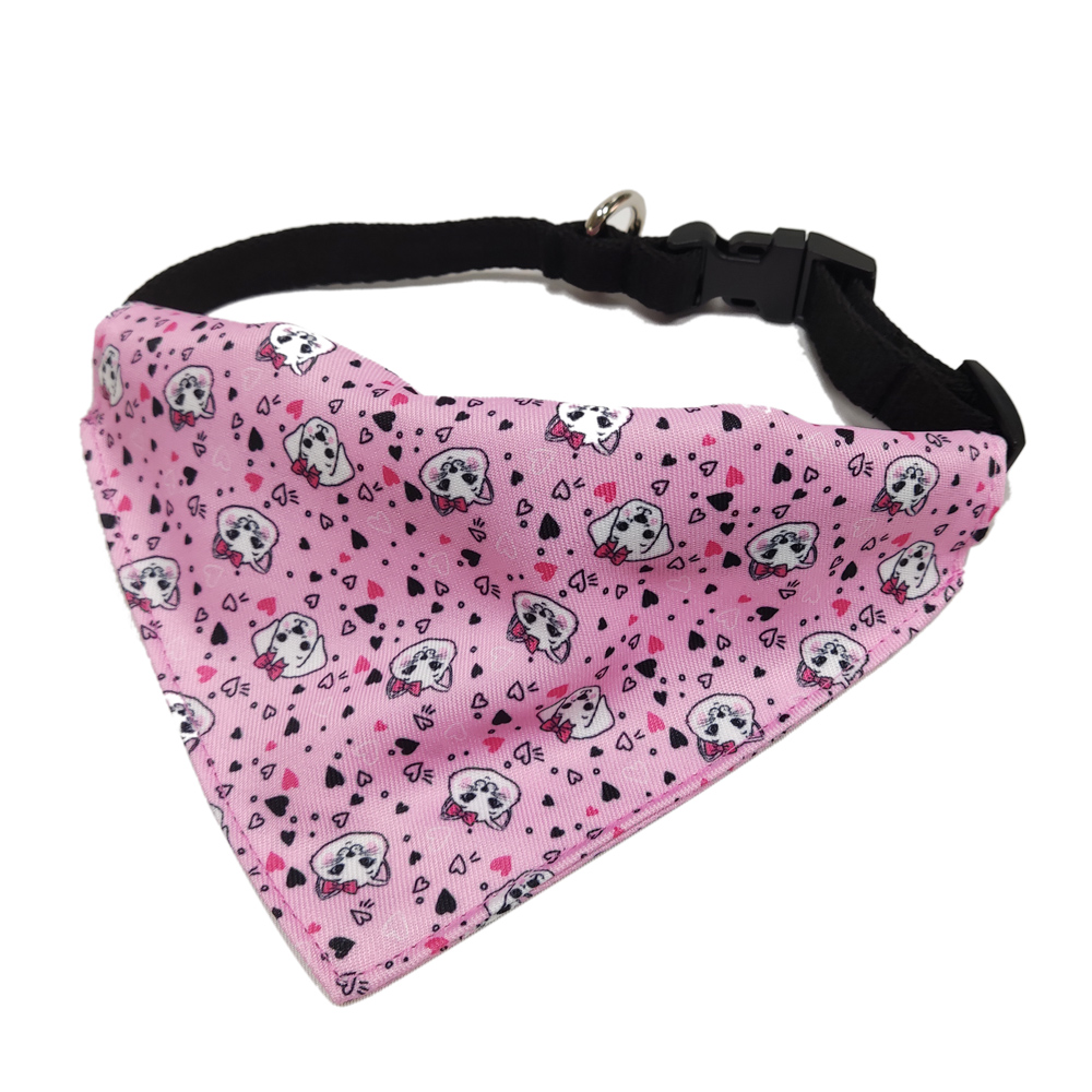 Custom design under pink polyester pet dog collar bandana