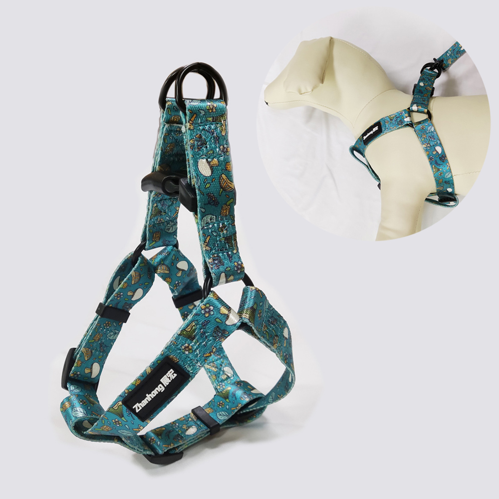 Custom sublimation pet adjustable supplies dog harness and leash set