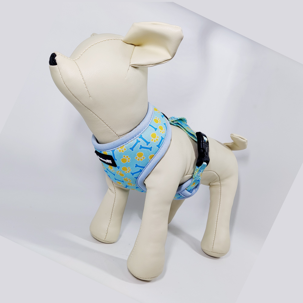 Custom designer logo neoprene safery adjustable reflective dog harness leash belt set