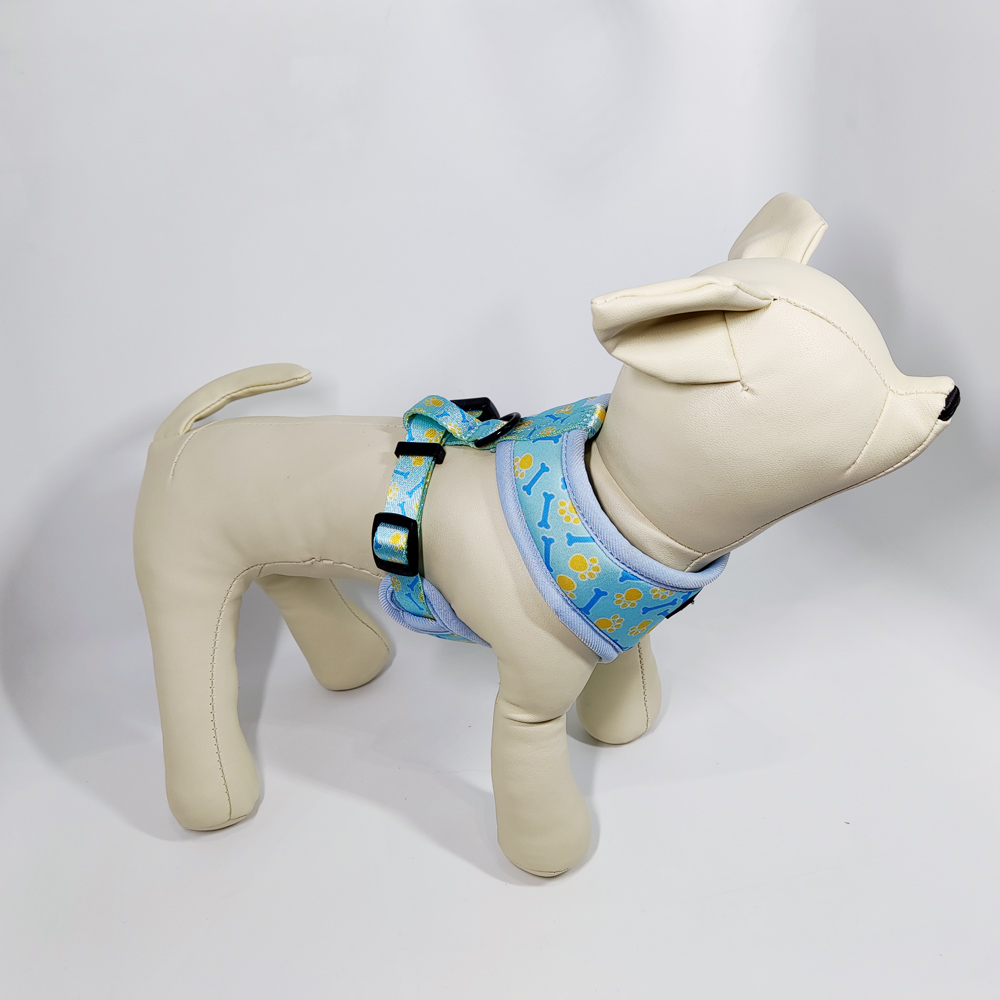 Custom designer logo neoprene safery adjustable reflective dog harness leash belt set