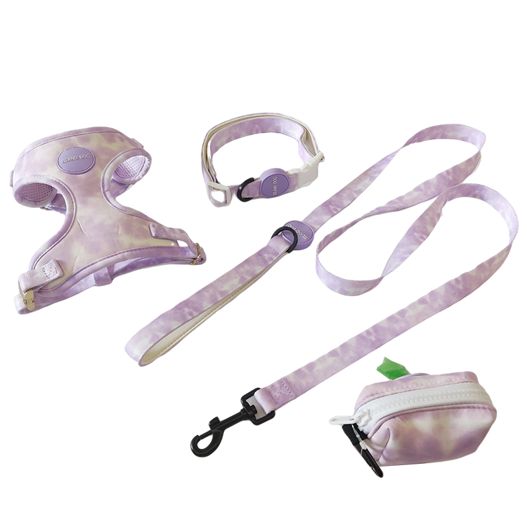 Purple printed soft fabric chest and back pull collar set