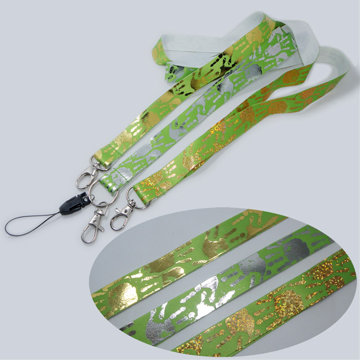 新品潮流烫金烫银热转印挂绳反光个性证件套织带