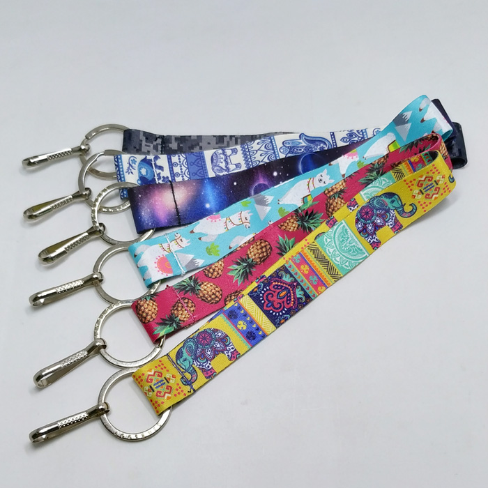 特色民族风抽象图案涤纶钥匙零钱包短带挂绳