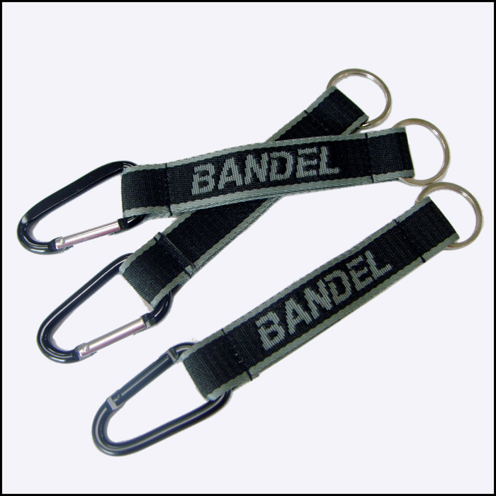 提花Logo户外旅行挂绳涤纶带爬山扣短绳钥匙挂绳
