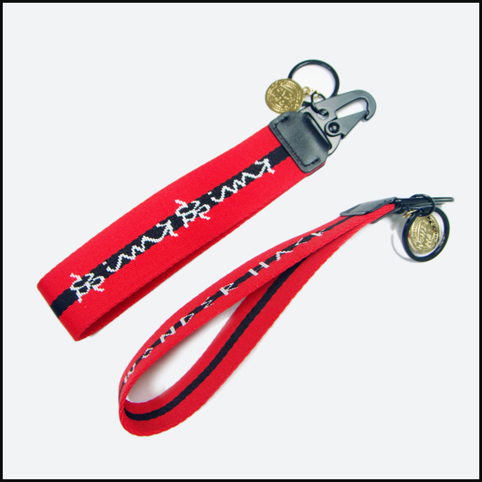 精品加宽加厚提花短带车缝pu皮手机钥匙挂绳