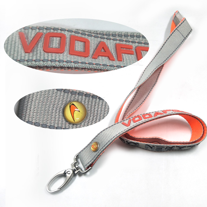 高质量硅胶印字涤纶反光丝挂绳个性特效脖带