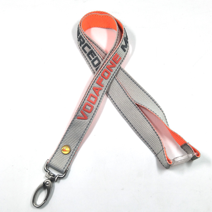 高质量硅胶印字涤纶反光丝挂绳个性特效脖带