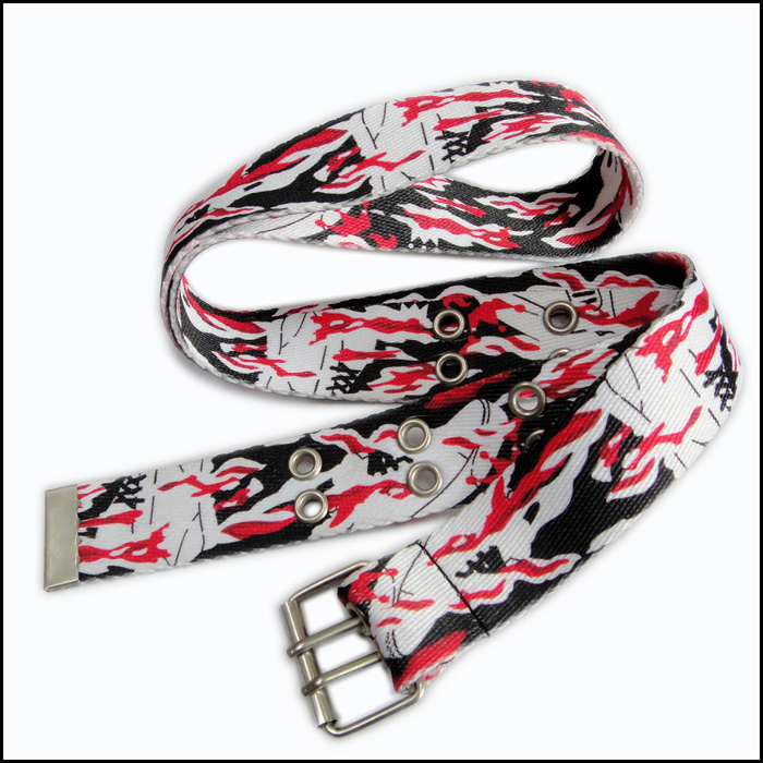 定制双排扣潮牌抽象印花双面热转印涤纶腰带服装配饰