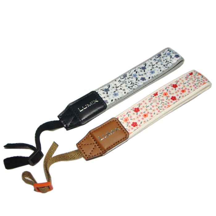 时尚潮流皮革拼接波点细花单反相机数码相机短带手腕带